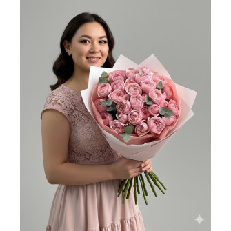 Букет из кустовые пионовидных роз