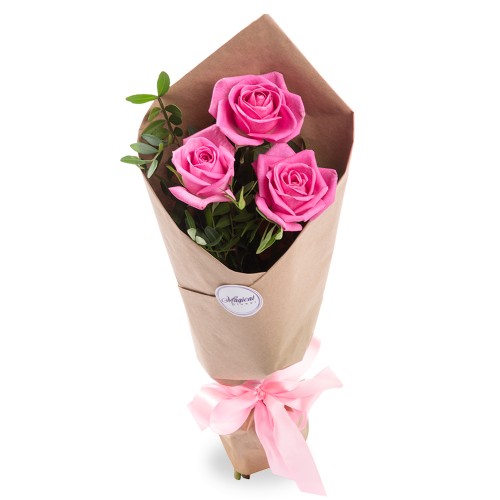 Купить на заказ Букет из 3 розовых роз с доставкой в Кентау