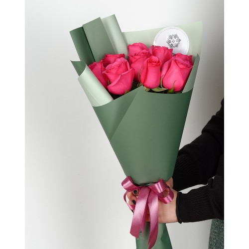 Купить на заказ Букет из 7 розовых роз с доставкой в Кентау