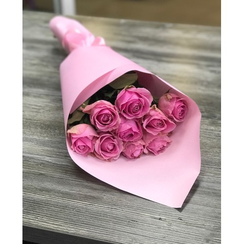 Купить на заказ Букет из 9 розовых роз с доставкой в Кентау