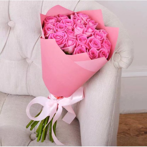 Купить на заказ Букет из 21 розовой розы с доставкой в Кентау