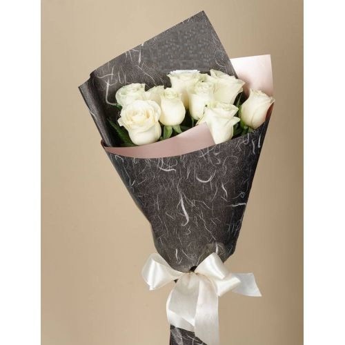 Купить на заказ Букет из 9 белых роз с доставкой в Кентау